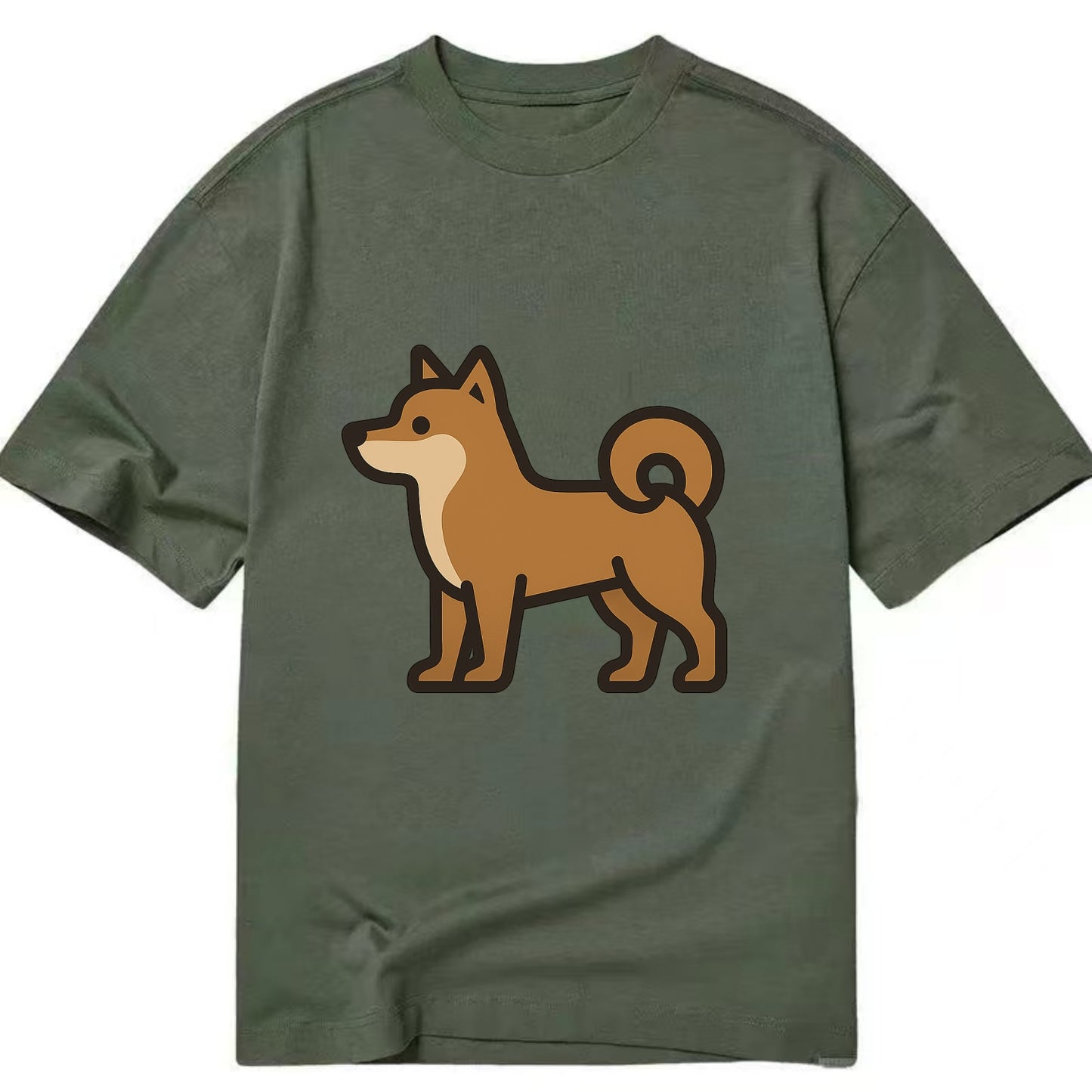 Shiba Inu - Red sesame flat side profile - Classic T-shirt - Army Green
