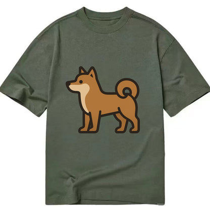 Shiba Inu - Red sesame flat side profile - Classic T-shirt - Army Green