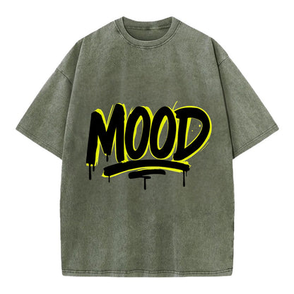 Bold typography design - "MOOD" - current state, feeling it - Vintage T-shirt - Army Green