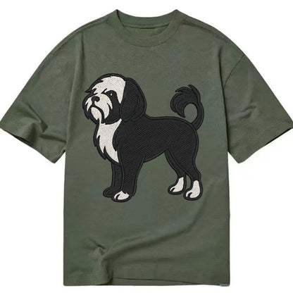 Löwchen - Black and white lion trim embr - Classic T-shirt - Army Green