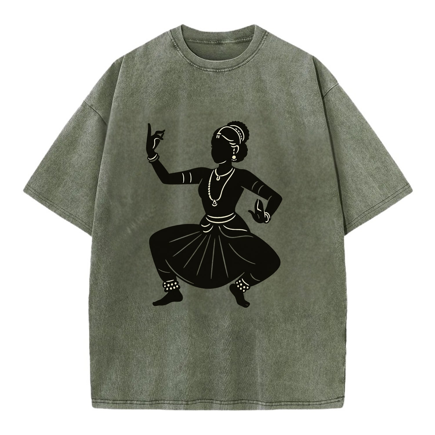 Bharatanatyam classical Indian pose - Vintage T-shirt - Army Green