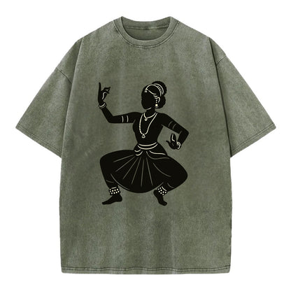Bharatanatyam classical Indian pose - Vintage T-shirt - Army Green