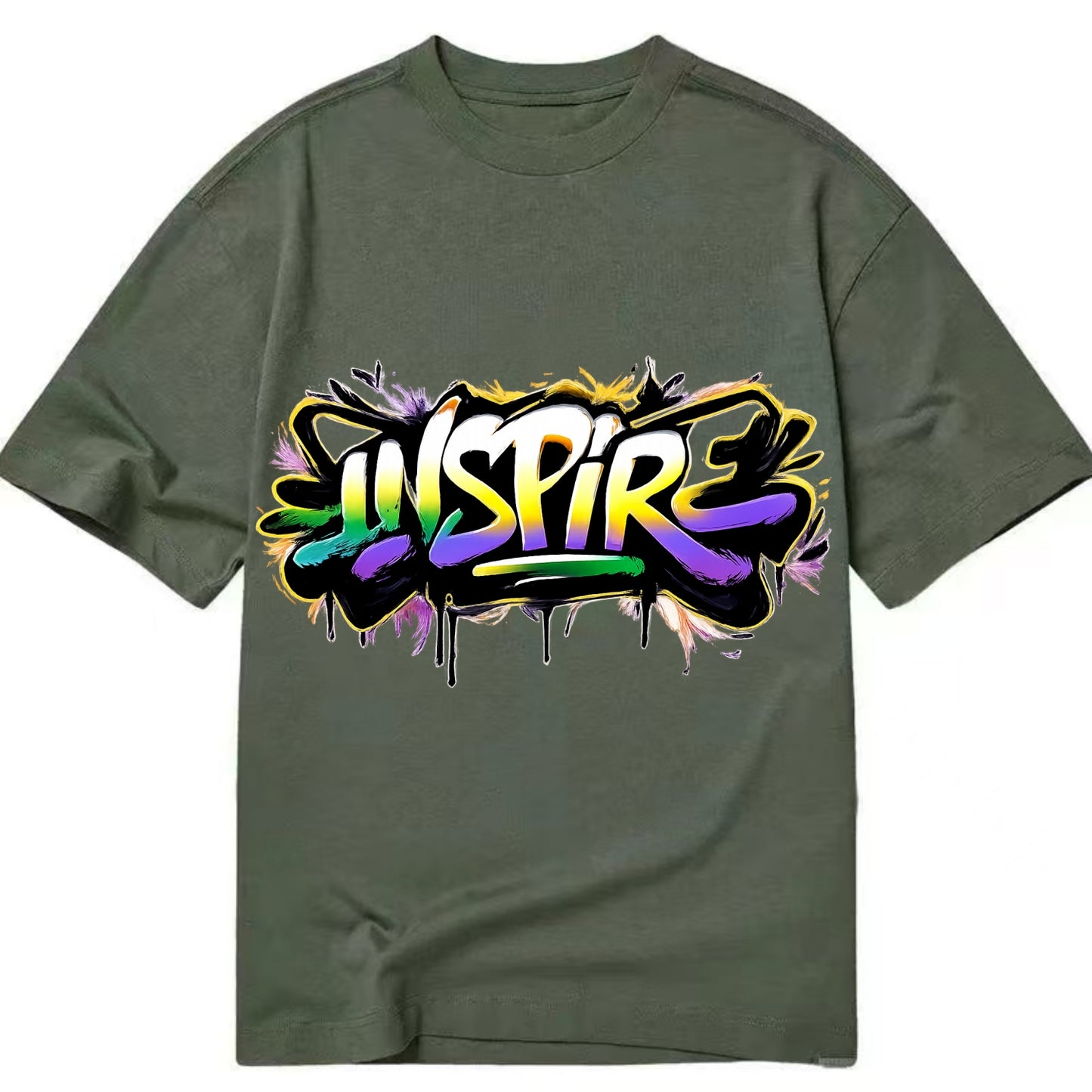 Bold typography design - "INSPIRE" - motivating others, being the spark - Classic T-shirt - Army Green
