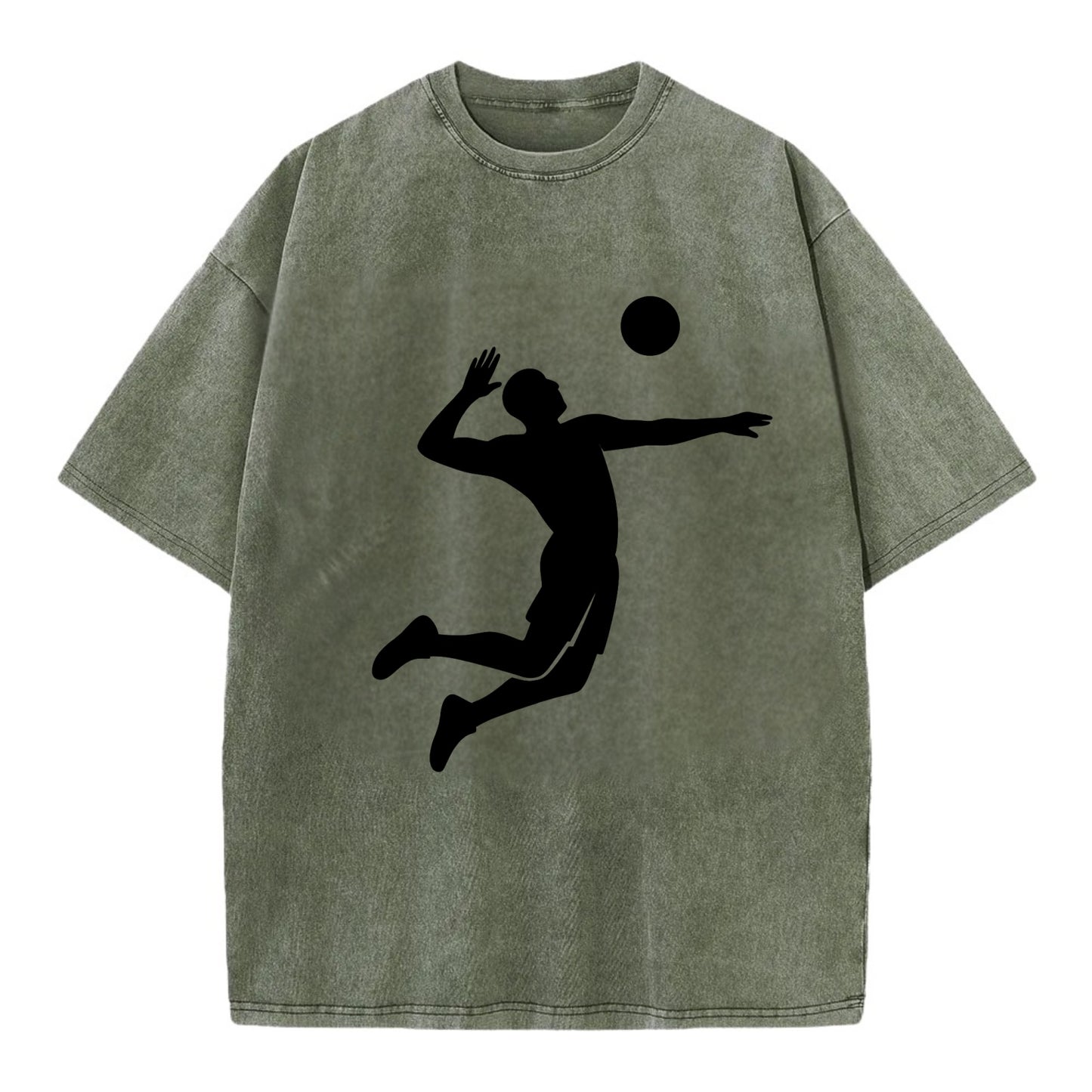 Volleyball player spiking ball - Vintage T-shirt - Army Green