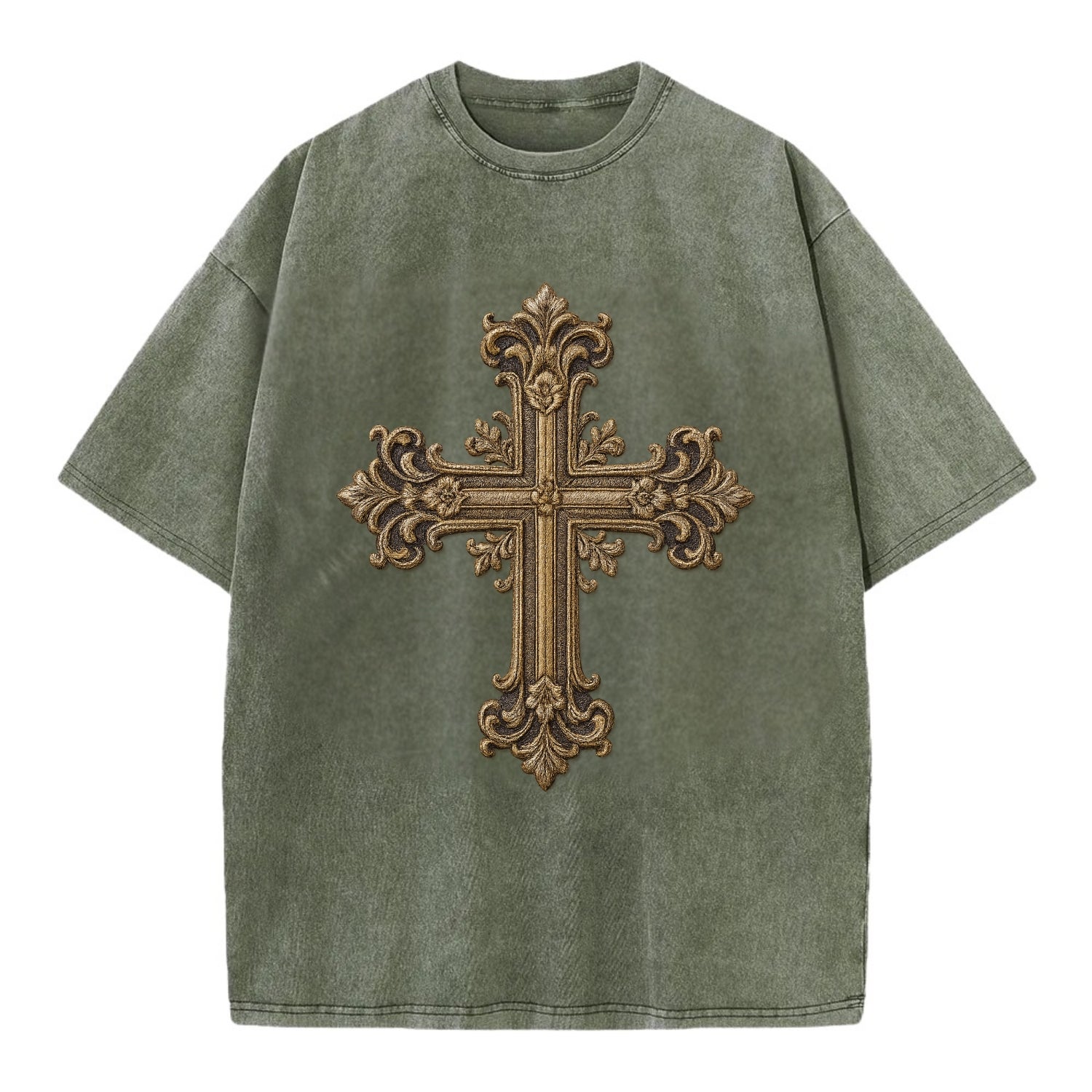 Victorian Cross  - Vintage T-shirt - Army Green