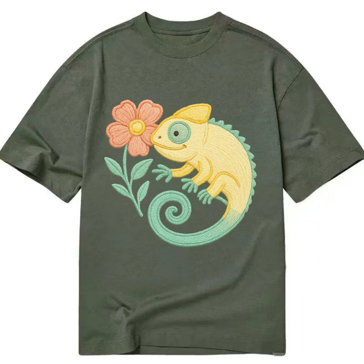 Yellow Chameleon - Classic T-shirt - Army Green