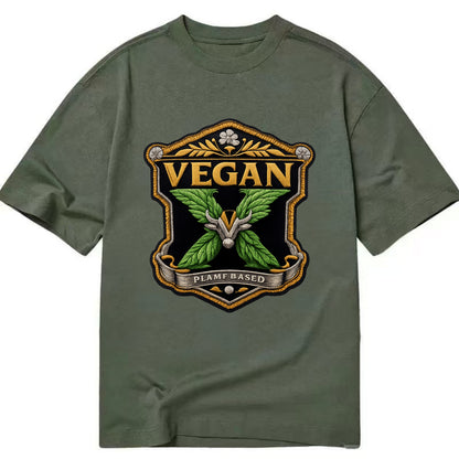 VEGAN X - plant-based symbol in green , animal rights - Classic T-shirt - Army Green