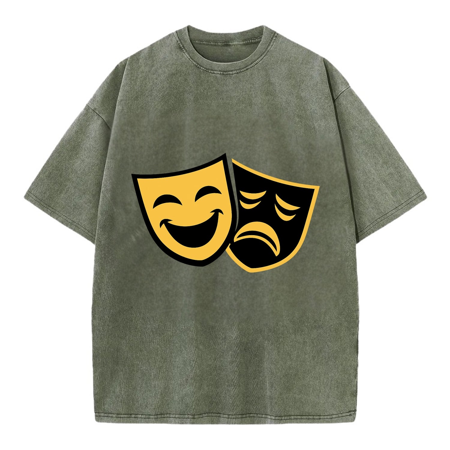 Golden Duality of Theater - Vintage T-shirt - Army Green