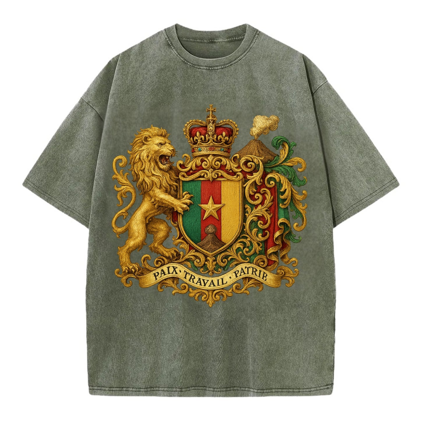 Cameroon Royal Logo  - Vintage T-shirt - Army Green