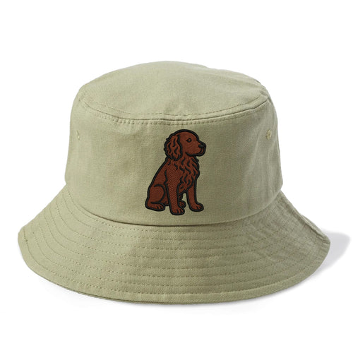 Boykin Spaniel - Rich chocolate brown wavy coat embroidered sitting pose - Bucket Hat