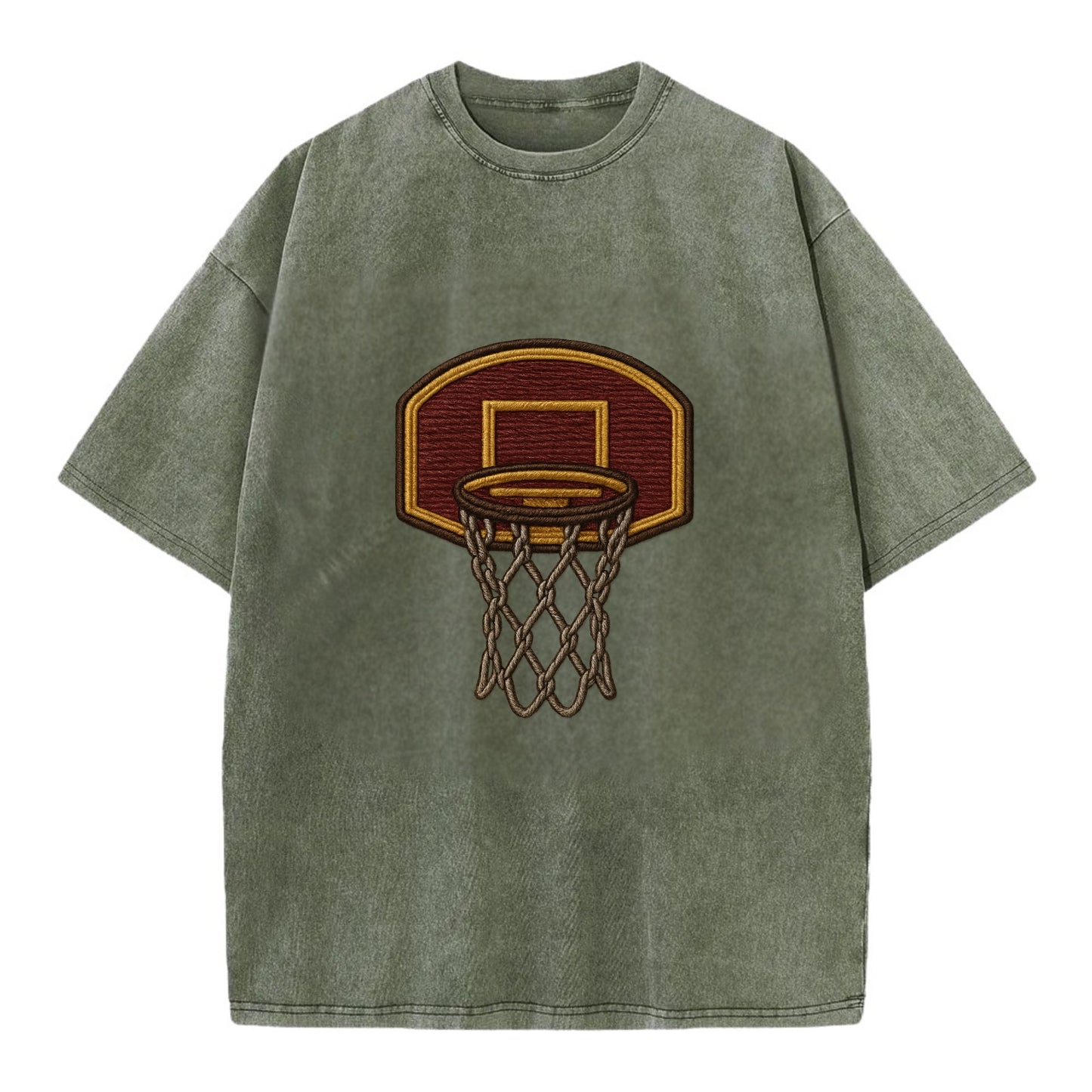 Basketball Hoop  - Vintage T-shirt - Army Green