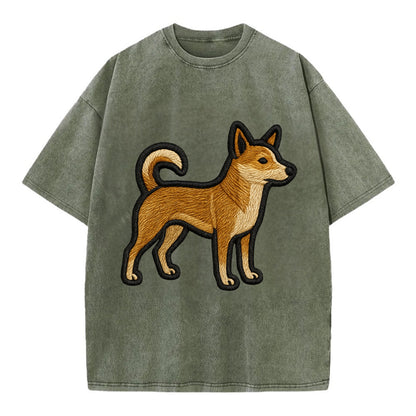 Norwegian Lundehund - Modern puffin hunt - Vintage T-shirt - Army Green