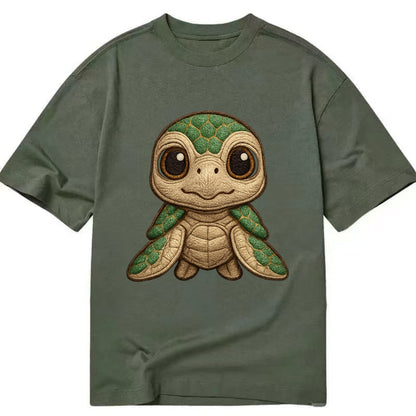 Baby Green Sea Turtle - emerald shell, large innocent brown eyes, tiny flippers, - Classic T-shirt - Army Green