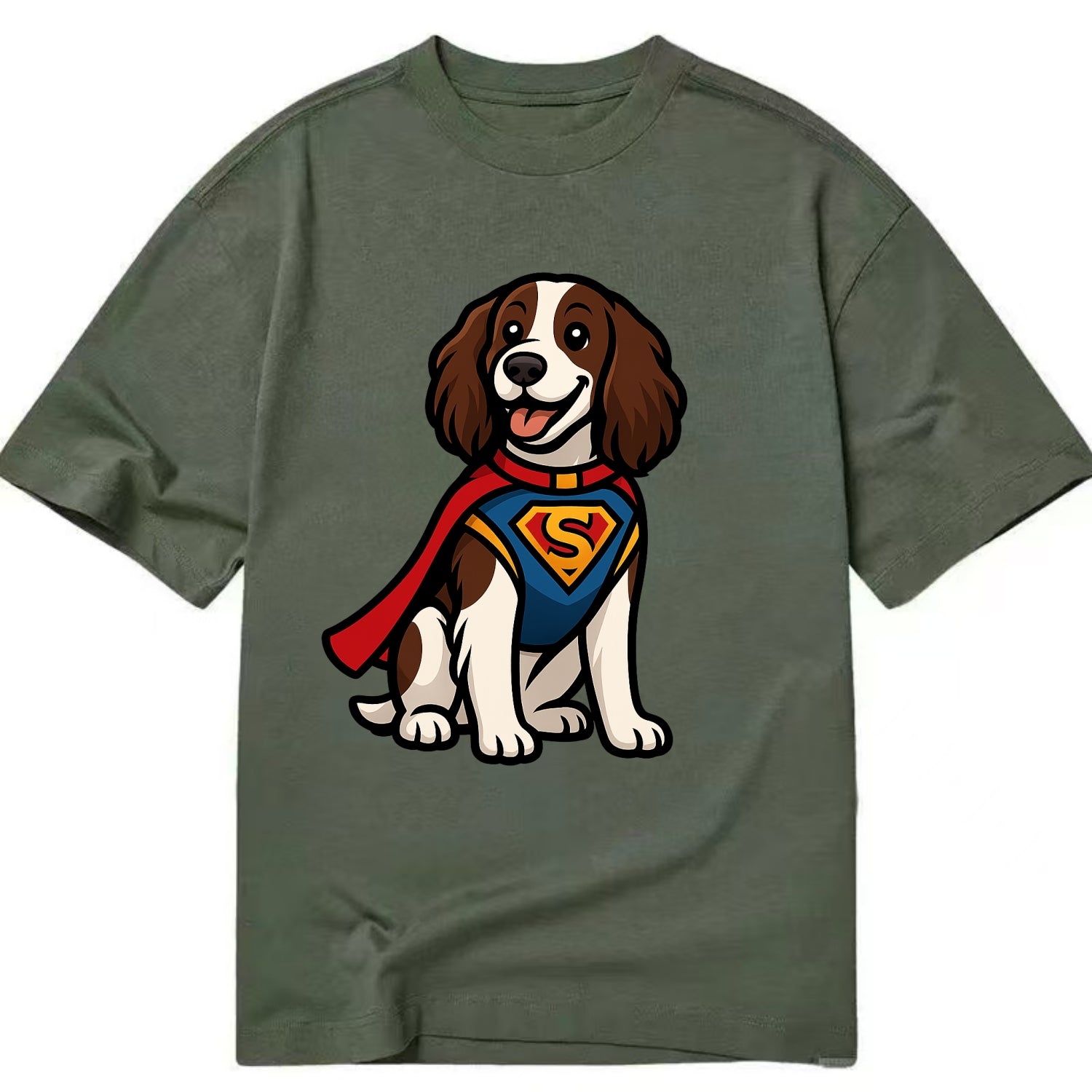 Springer Spaniel Friendly Hero  - Classic T-shirt - Army Green