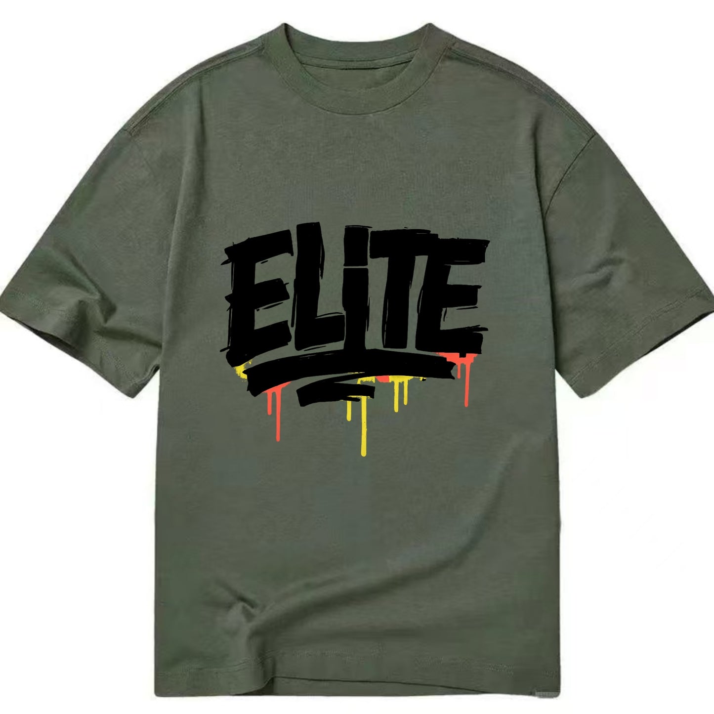 Bold typography design - "ELITE" - top tier, highest level - Classic T-shirt - Army Green