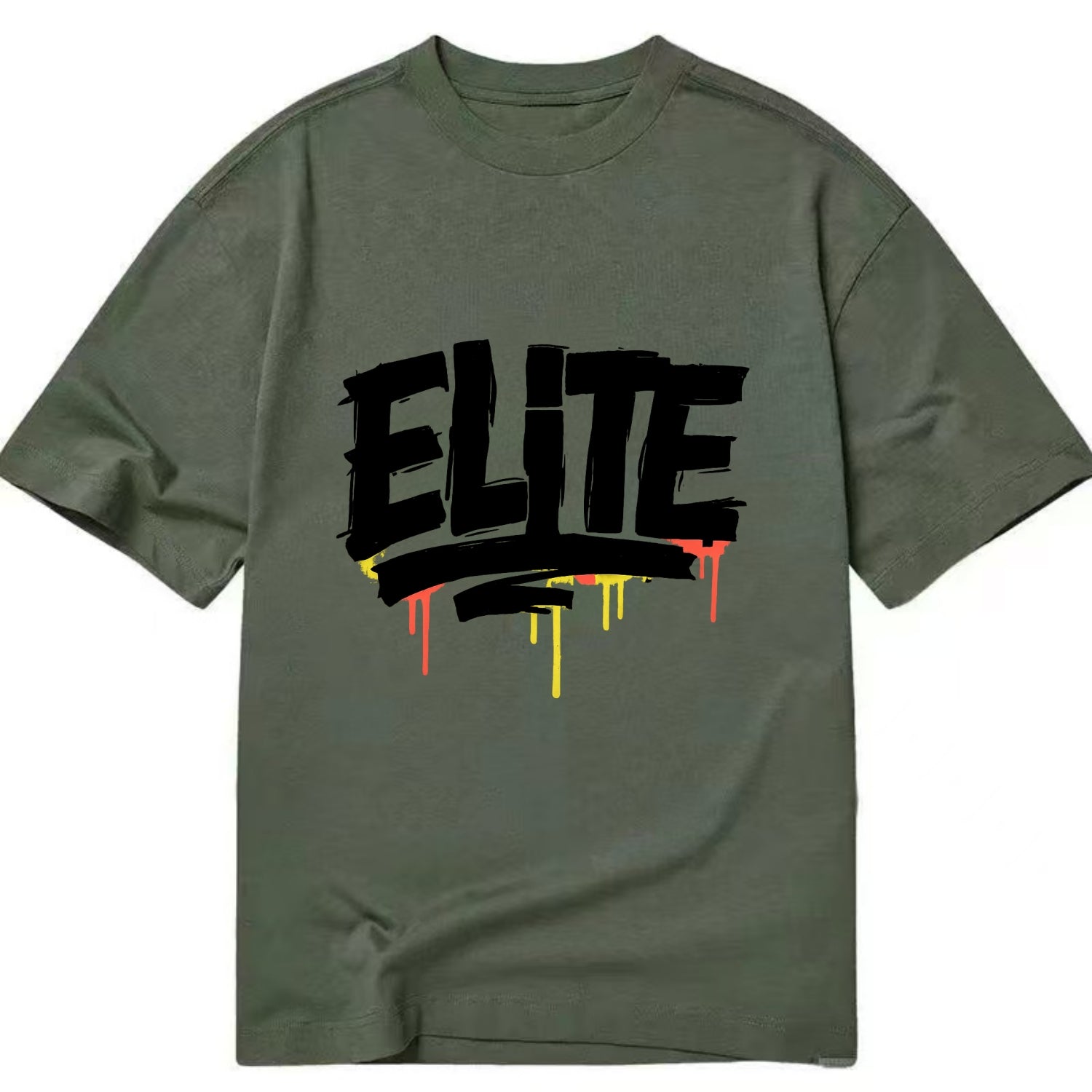 Bold typography design - "ELITE" - top tier, highest level - Classic T-shirt - Army Green