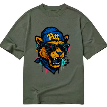 Pittsburgh Panther wearing Pitt beanie with script patch - Classic T-shirt - Army Green