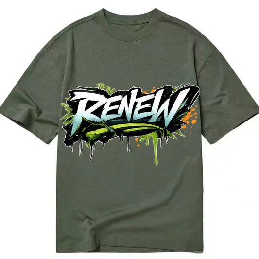 Bold typography design - "RENEW" - starting fresh, regenerating - Classic T-shirt - Army Green