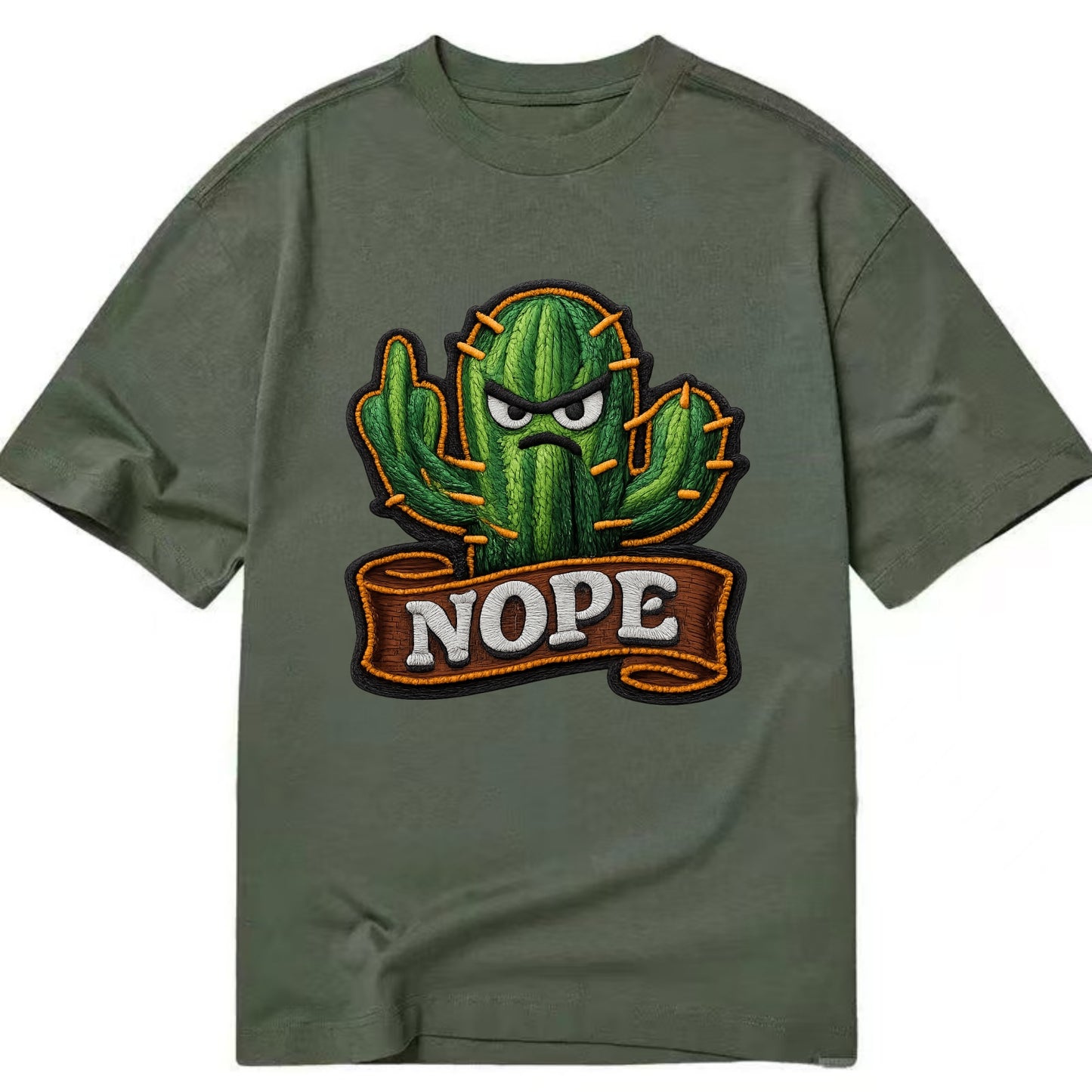 NOPE CACTUS - cactus with attitude in green , prickly personality - Classic T-shirt - Army Green