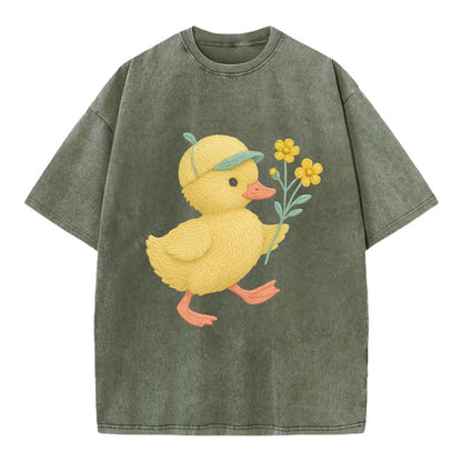Yellow Duckling - Vintage T-shirt - Army Green