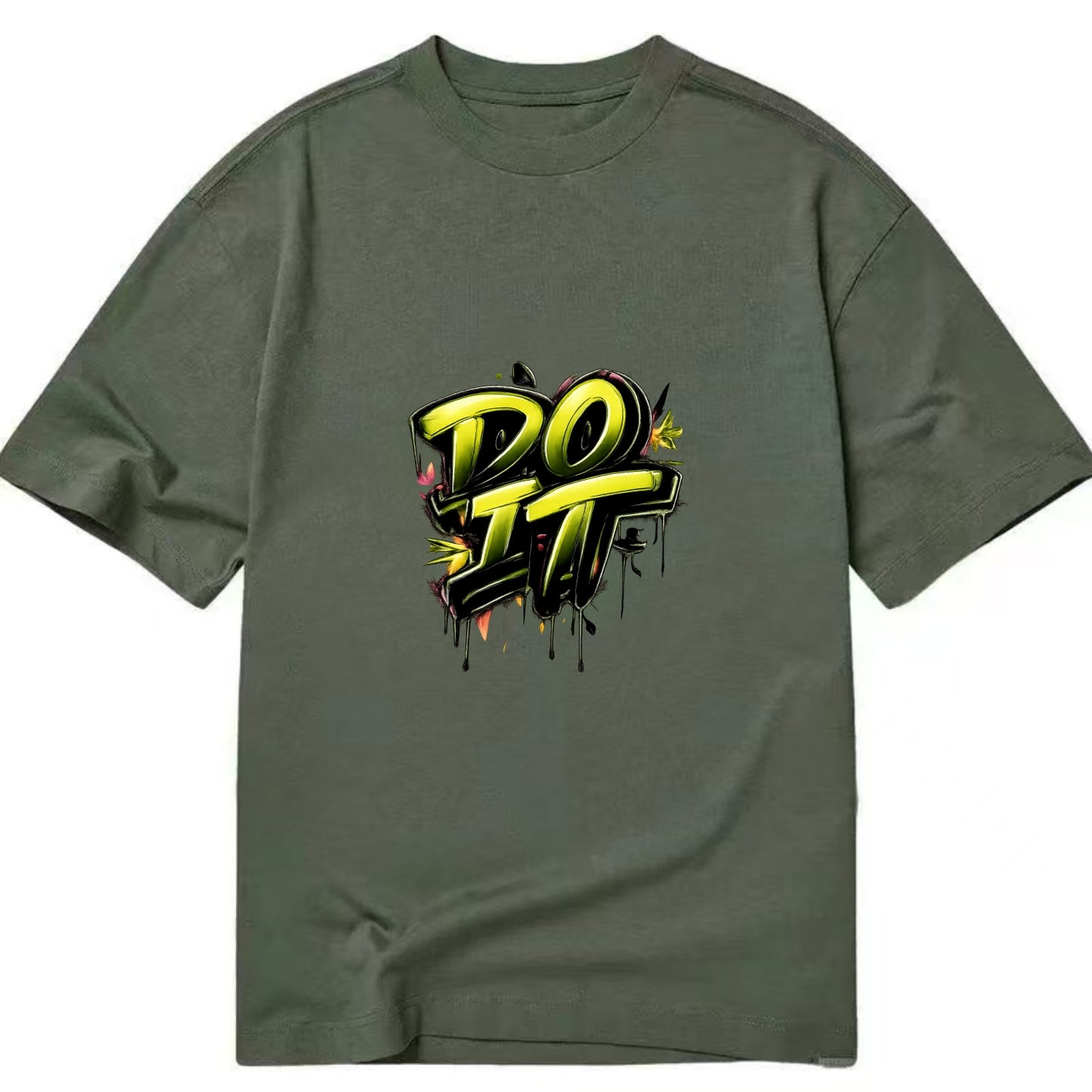 Bold typography design - "DO IT" - just do it, stop waiting - Classic T-shirt - Army Green