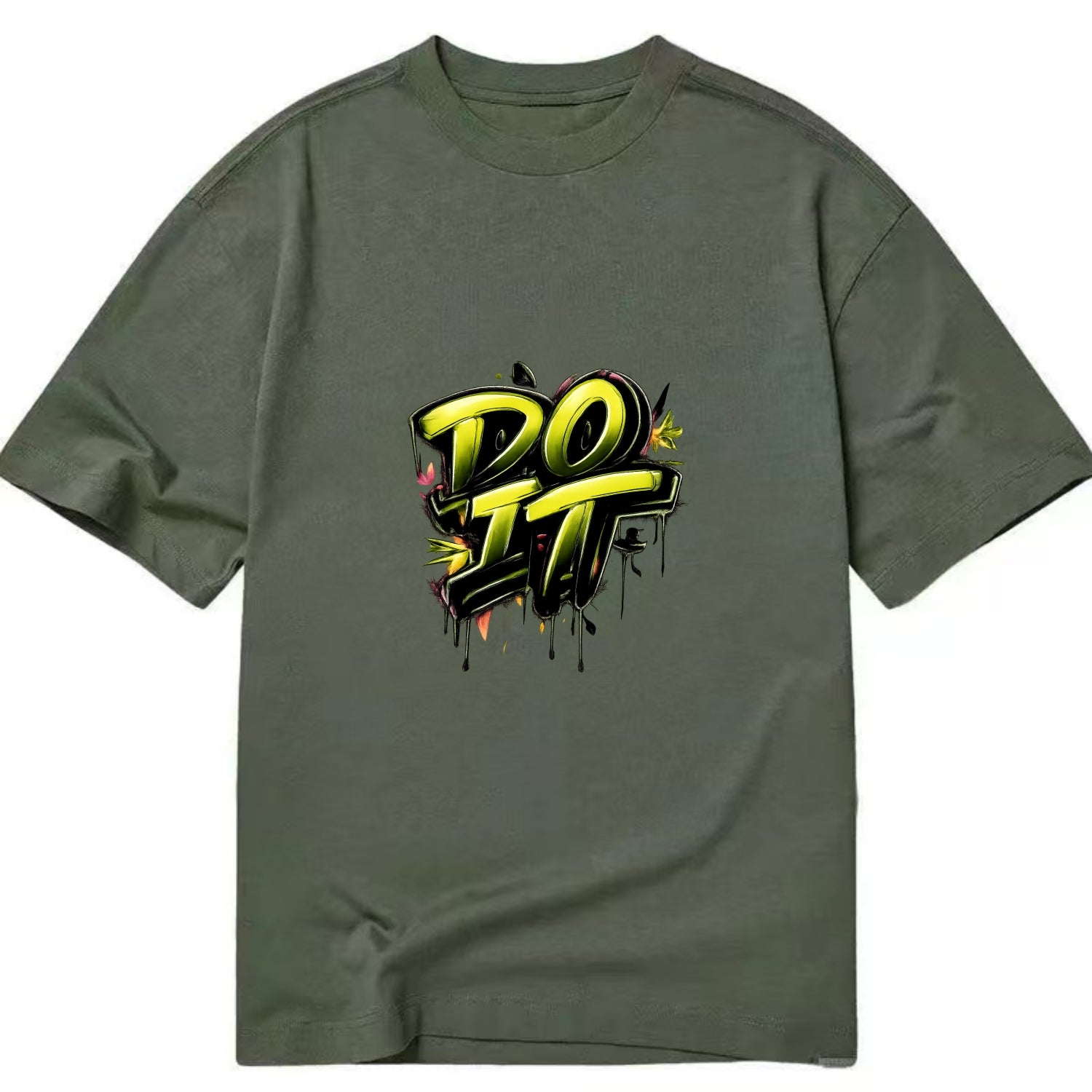 Bold typography design - "DO IT" - just do it, stop waiting - Classic T-shirt - Army Green