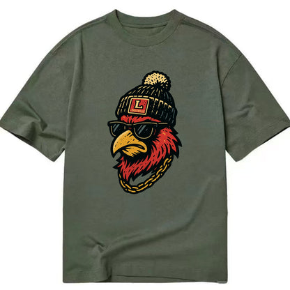 Louisville Cardinal wearing Louisville beanie with L patch - Classic T-shirt - Army Green