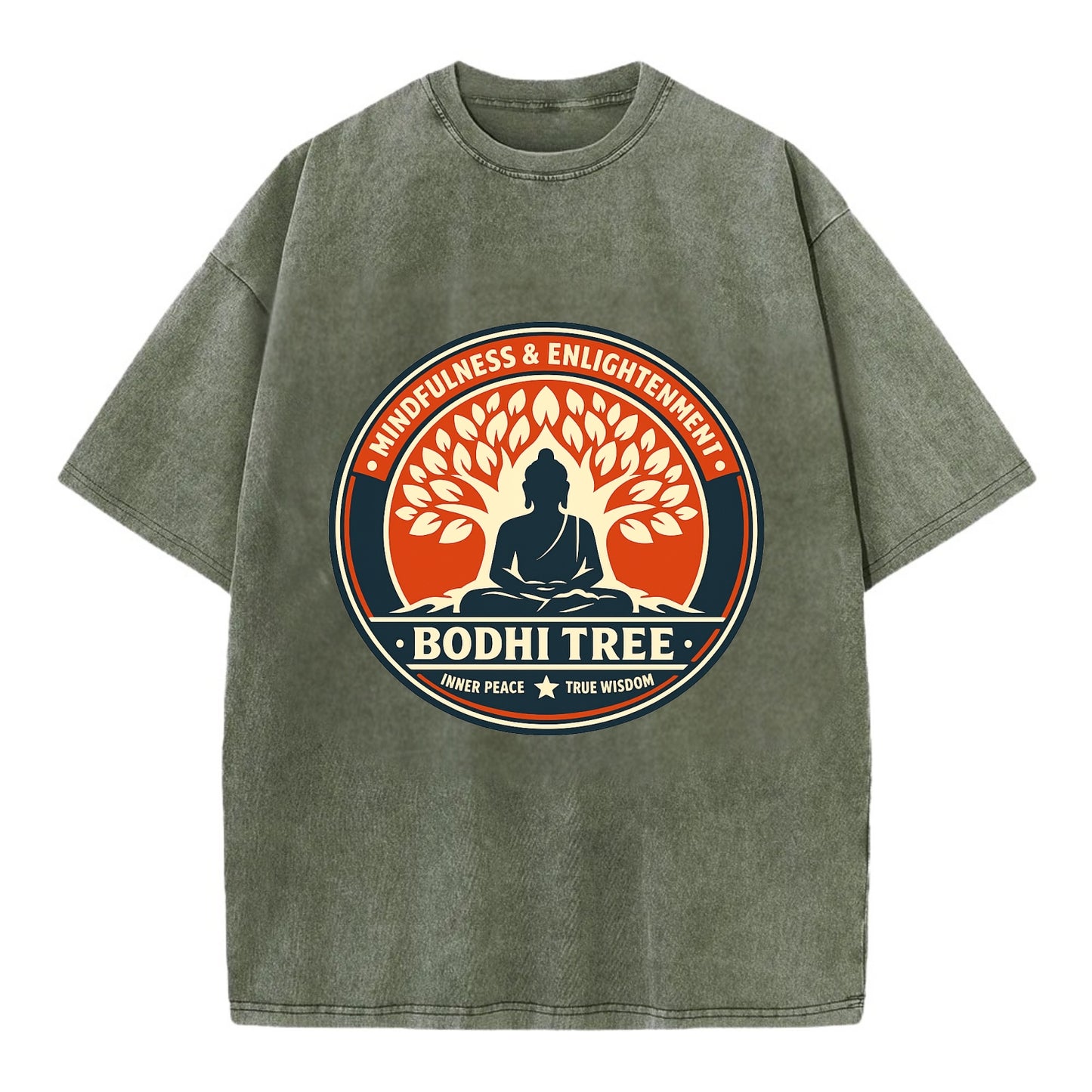 Zen Harmony Emblem - Vintage T-shirt - Army Green