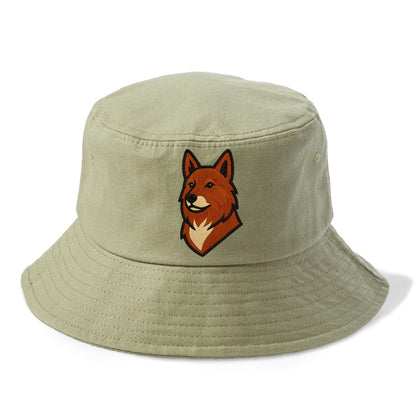 Finnish Spitz - Fox-red pointed ears embroidered pose - Bucket Hat - Army Green