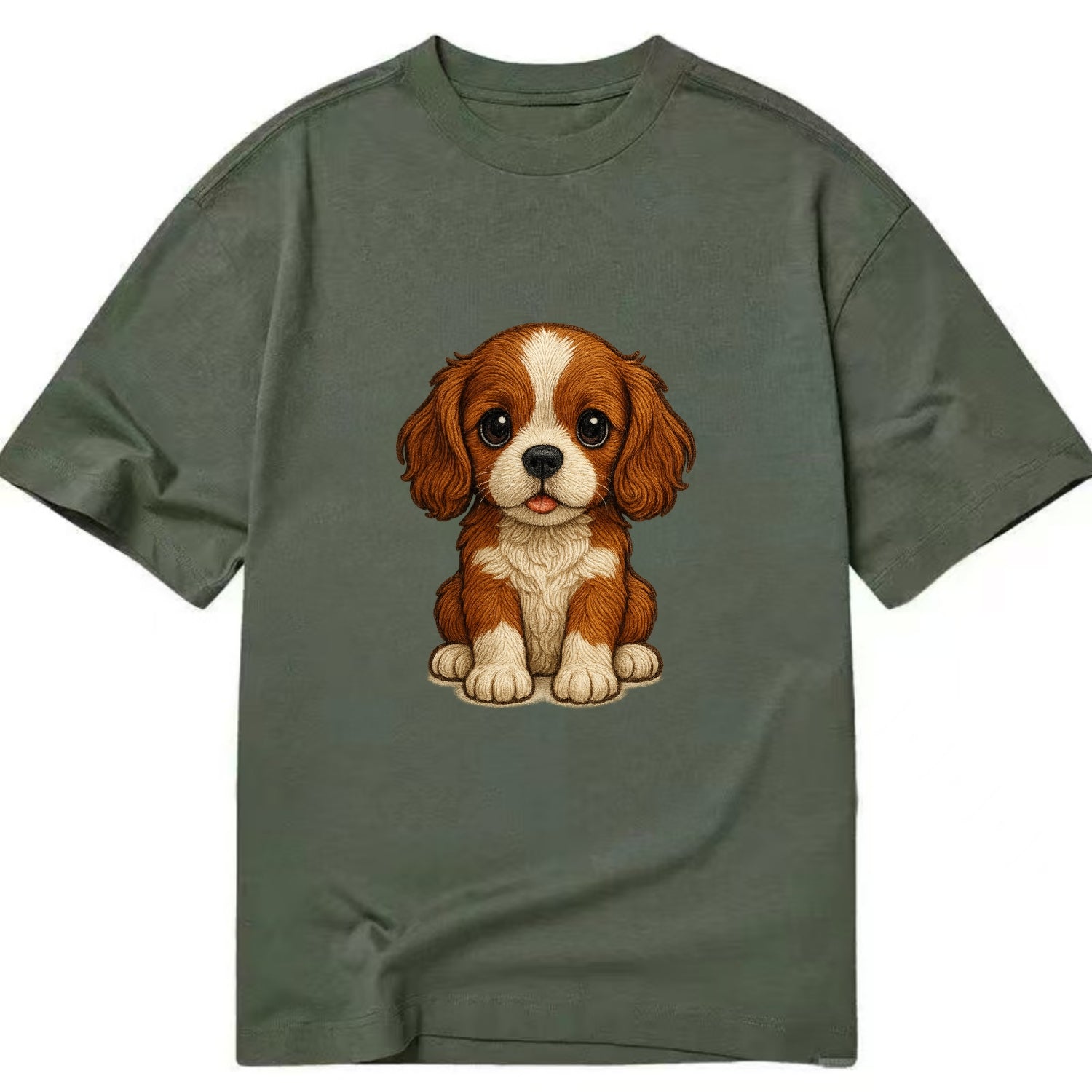 Baby Cavalier King Charles Spaniel Puppy - silky ears, gentle eyes, sweet - Classic T-shirt - Army Green