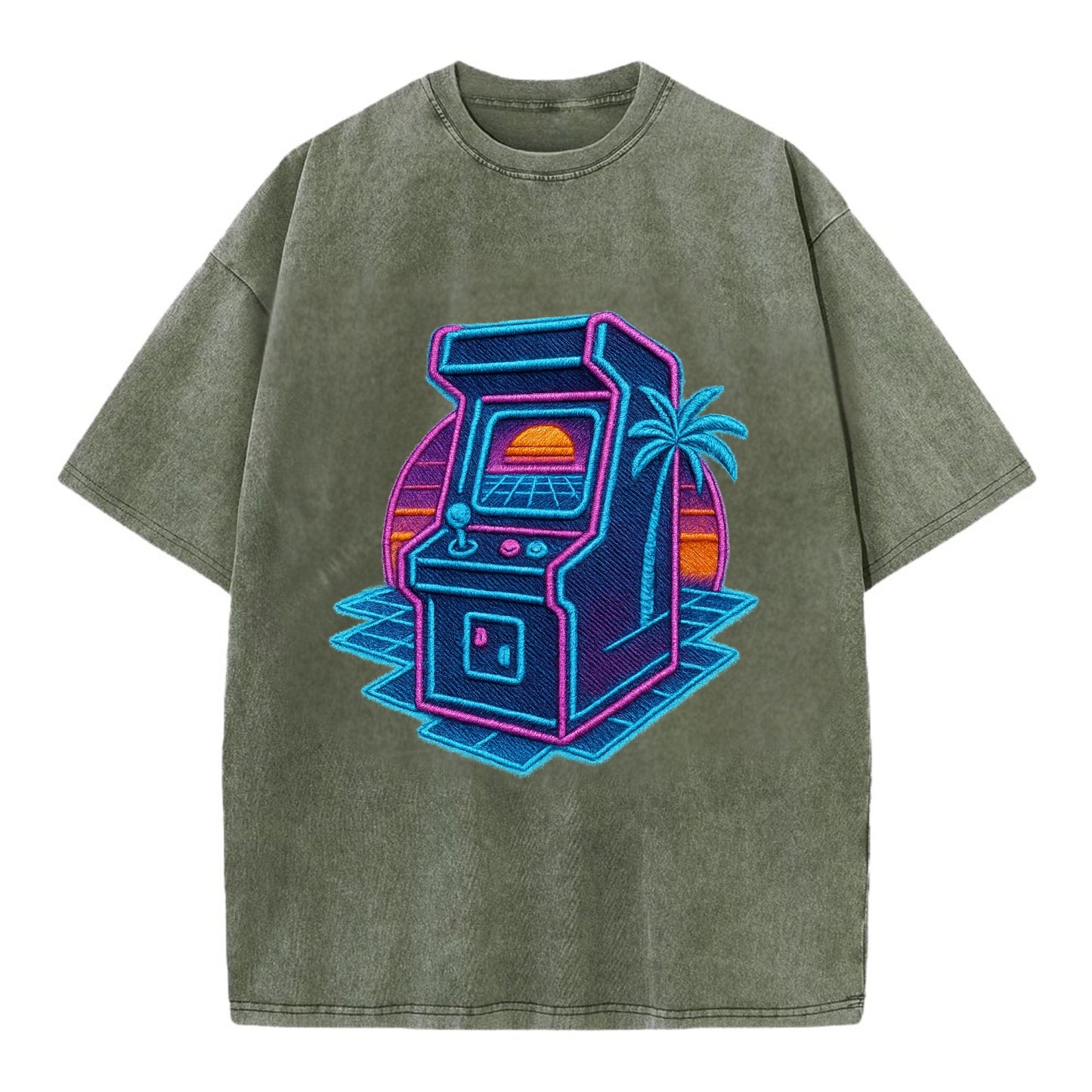 Arcade Machine - Vintage T-shirt - Army Green