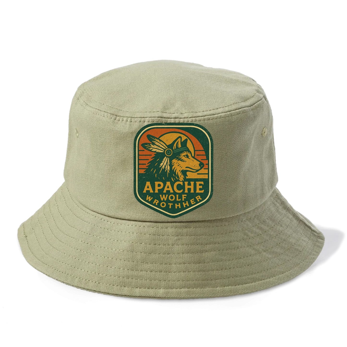 Apache Wolf Brother  - Bucket Hat - Army Green