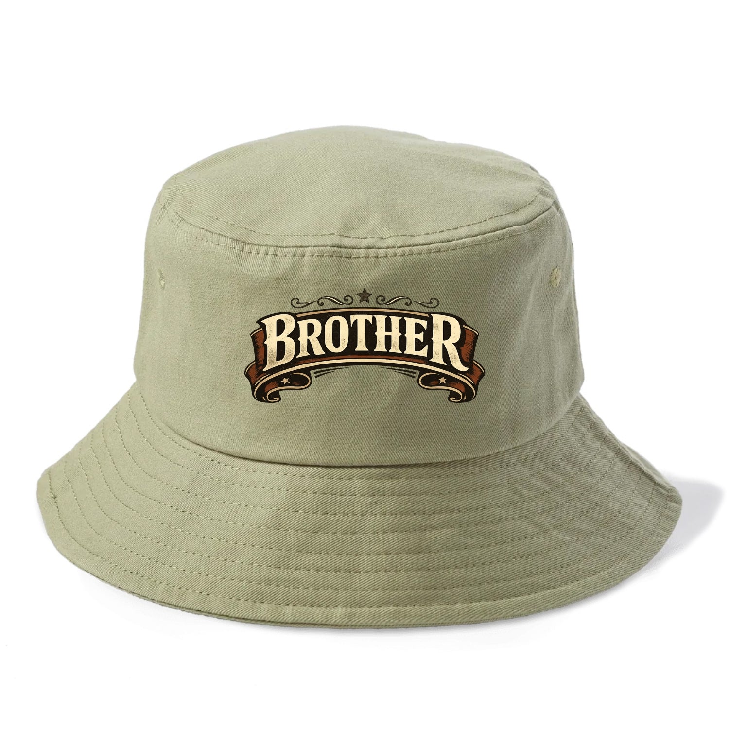 Bold typography design - "BROTHER" - male bond, brotherhood - Bucket Hat - Army Green
