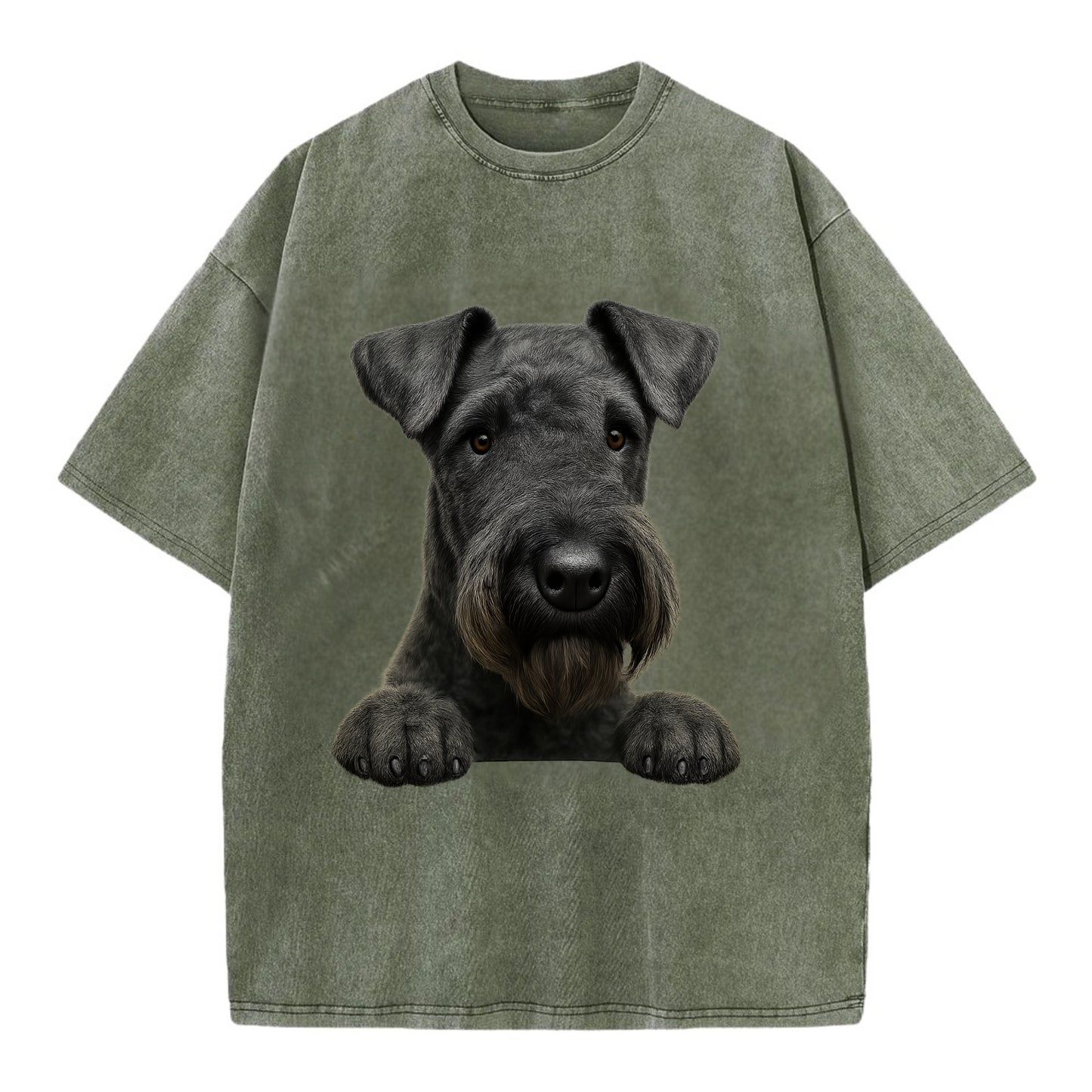 Kerry Blue Terrier  - Vintage T-shirt - Army Green