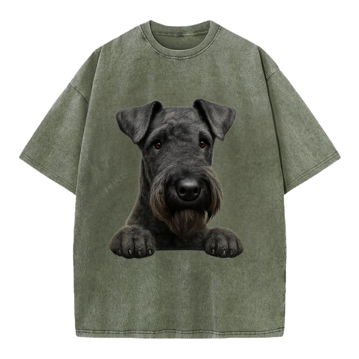 Kerry Blue Terrier  - Vintage T-shirt - Army Green