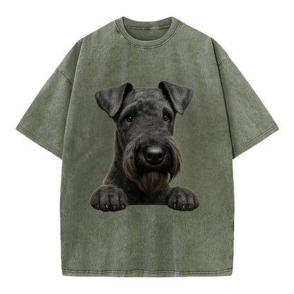Kerry Blue Terrier  - Vintage T-shirt - Army Green