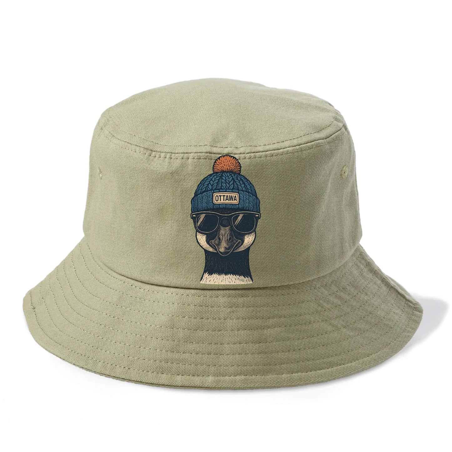 Ottawa Canadian Goose wearing Ottawa bea - Bucket Hat - Army Green