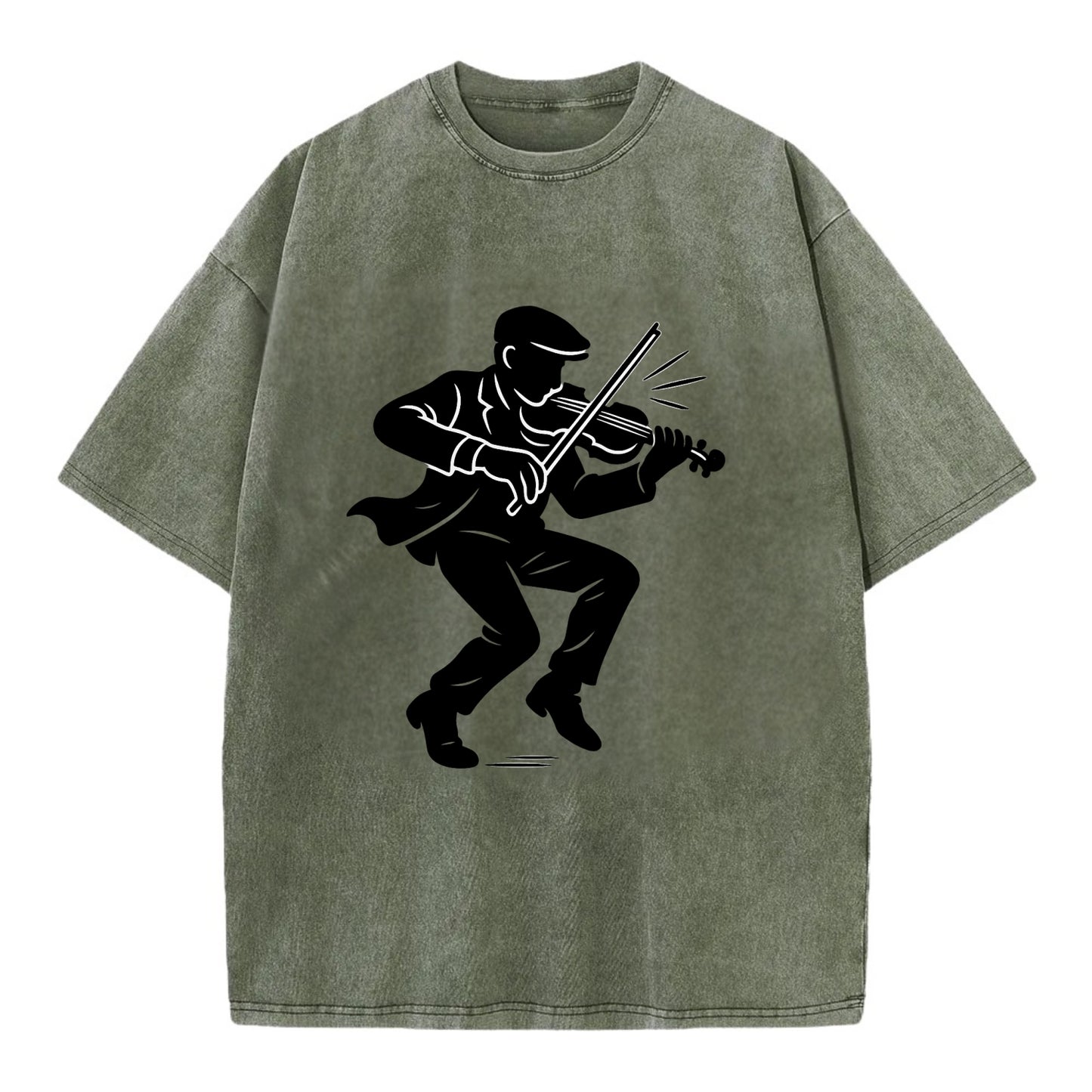 Irish folk musician traditional jig - Vintage T-shirt - Army Green