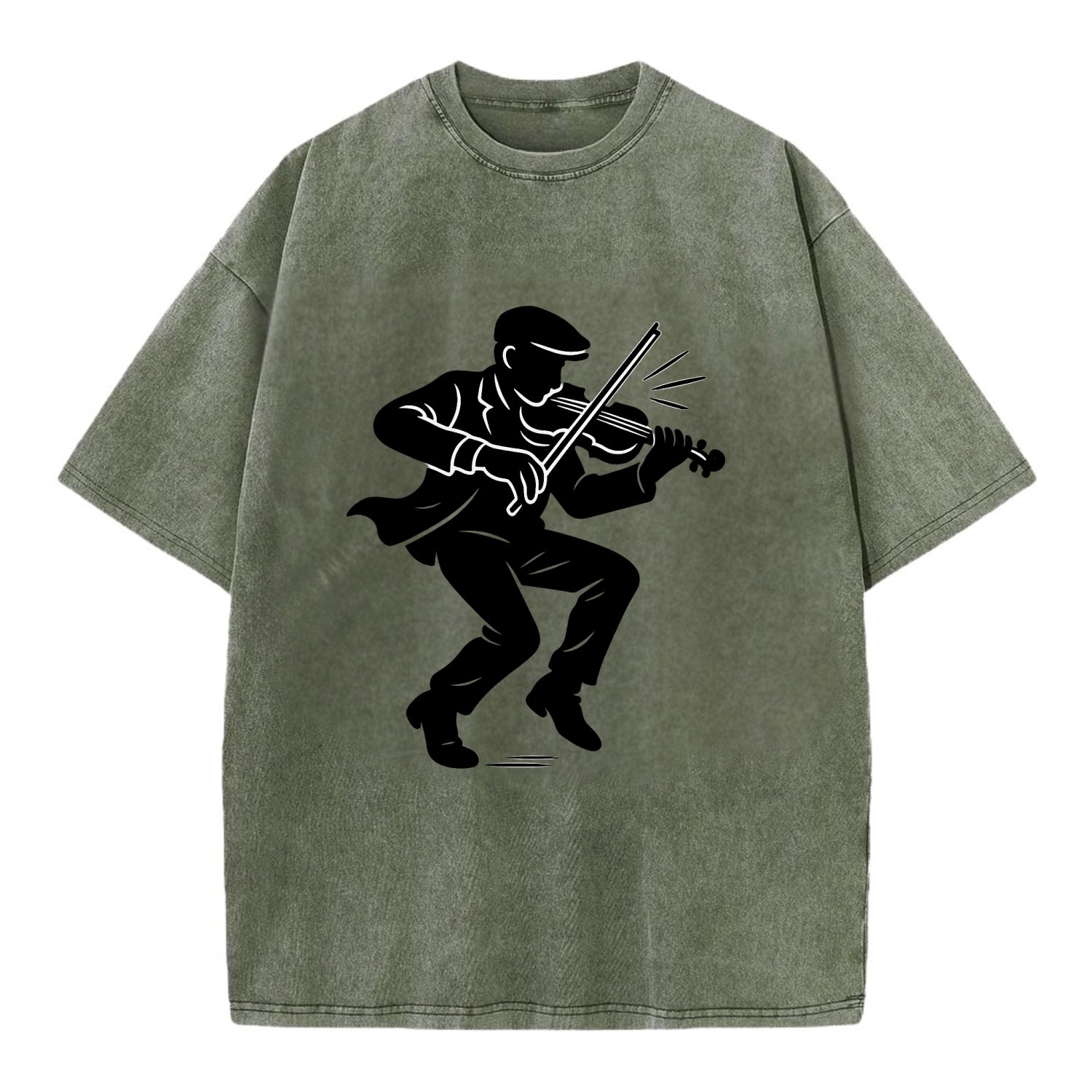 Irish folk musician traditional jig - Vintage T-shirt - Army Green