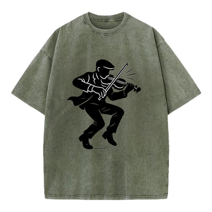 Irish folk musician traditional jig - Vintage T-shirt - Army Green