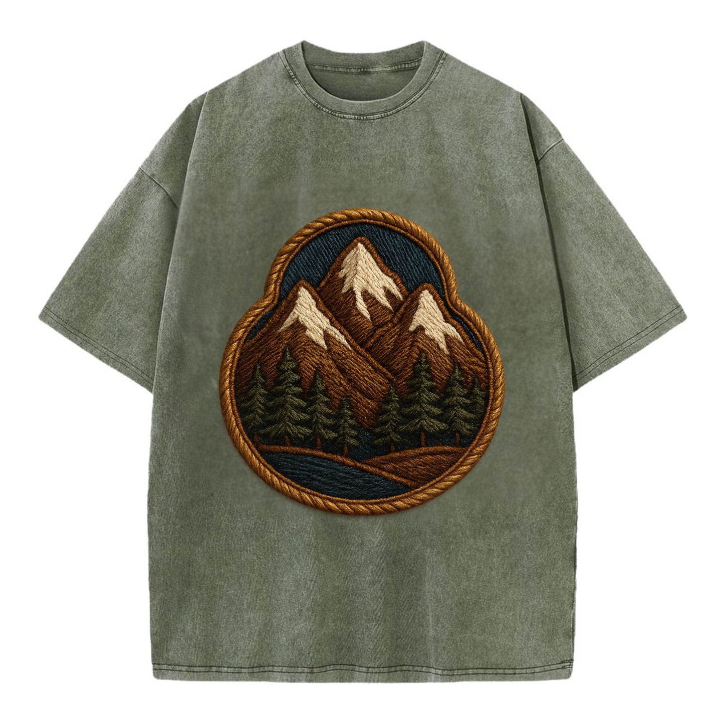 Mountain Range  - Vintage T-shirt - Army Green