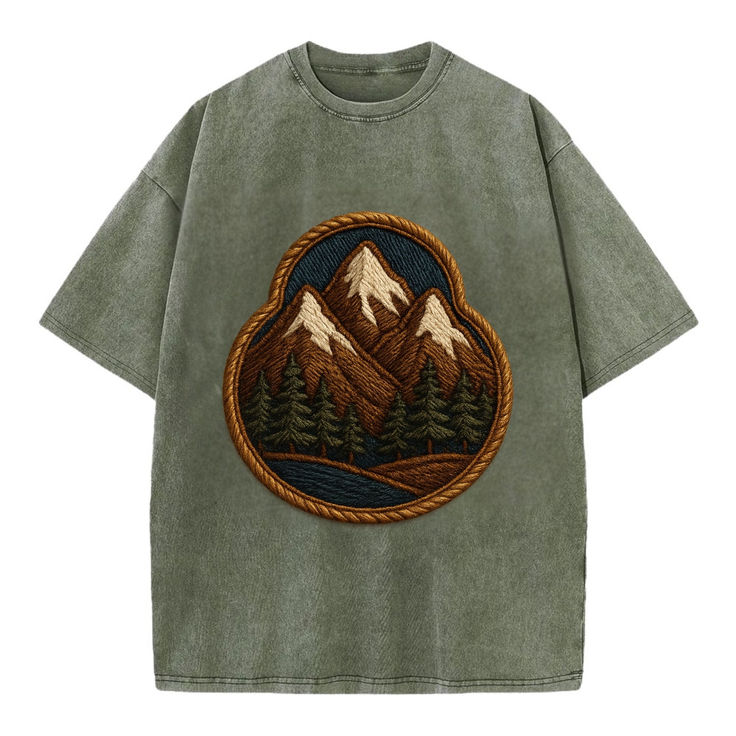 Mountain Range  - Vintage T-shirt - Army Green