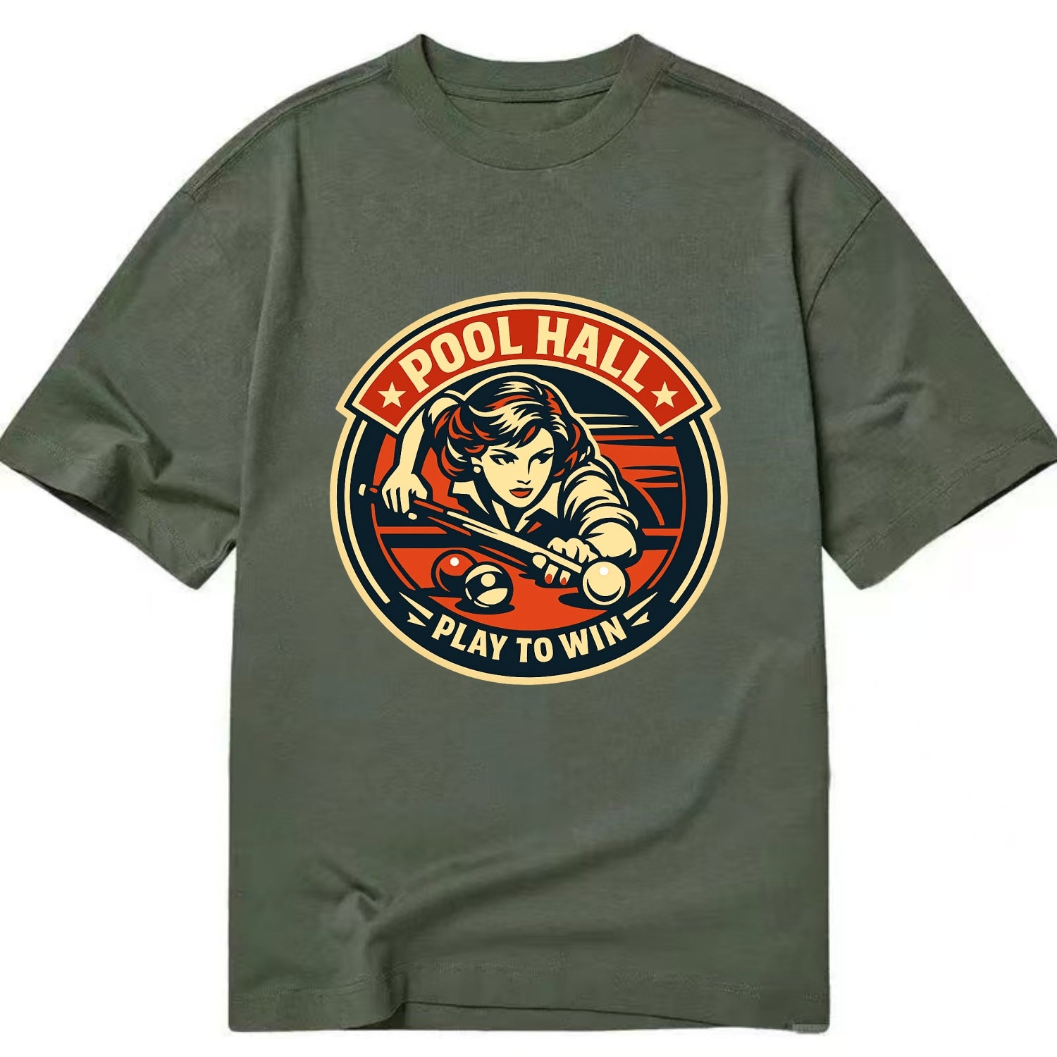 Cue Queen Emblem - Classic T-shirt - Army Green