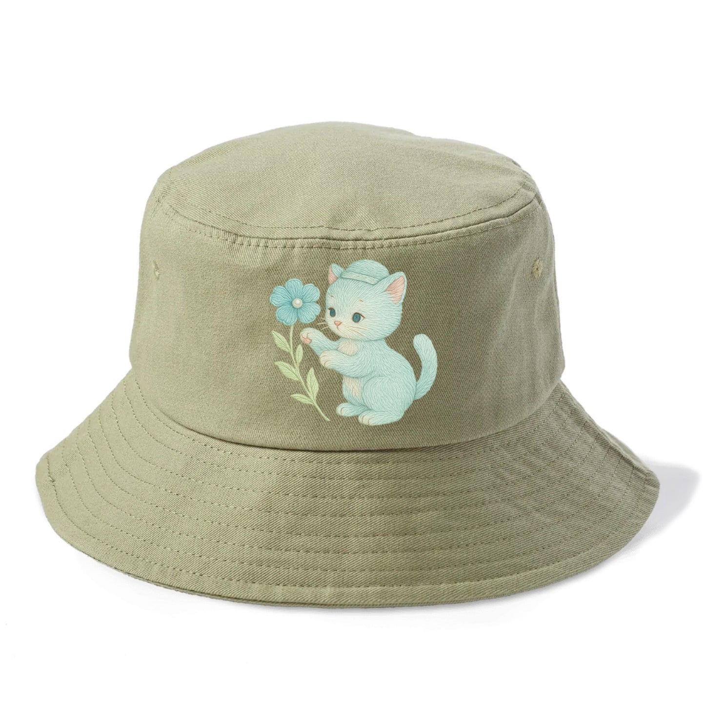 Aqua Kitten - Bucket Hat - Army Green