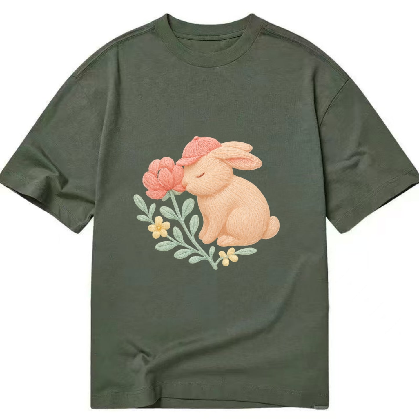 Peach Bunny - Classic T-shirt - Army Green
