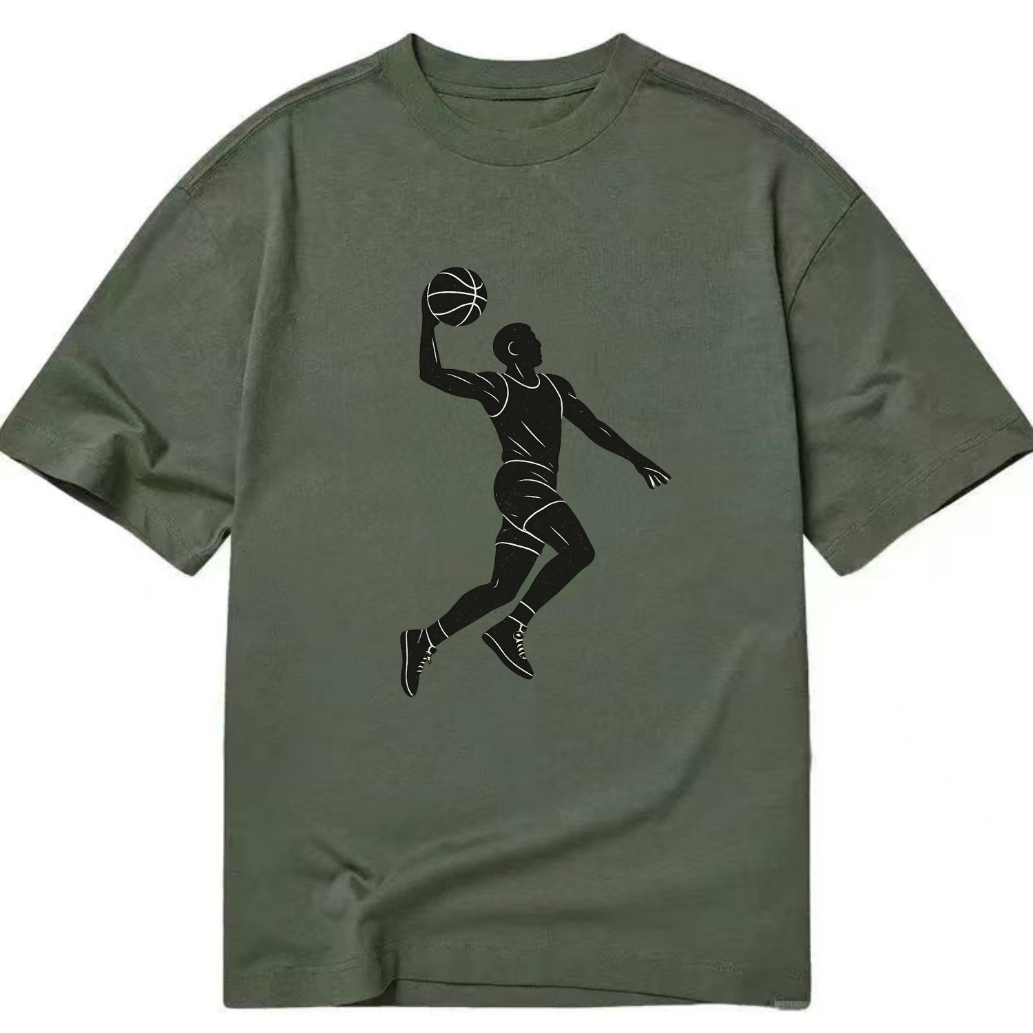 Basketball player dunking silhouette - Classic T-shirt - Army Green