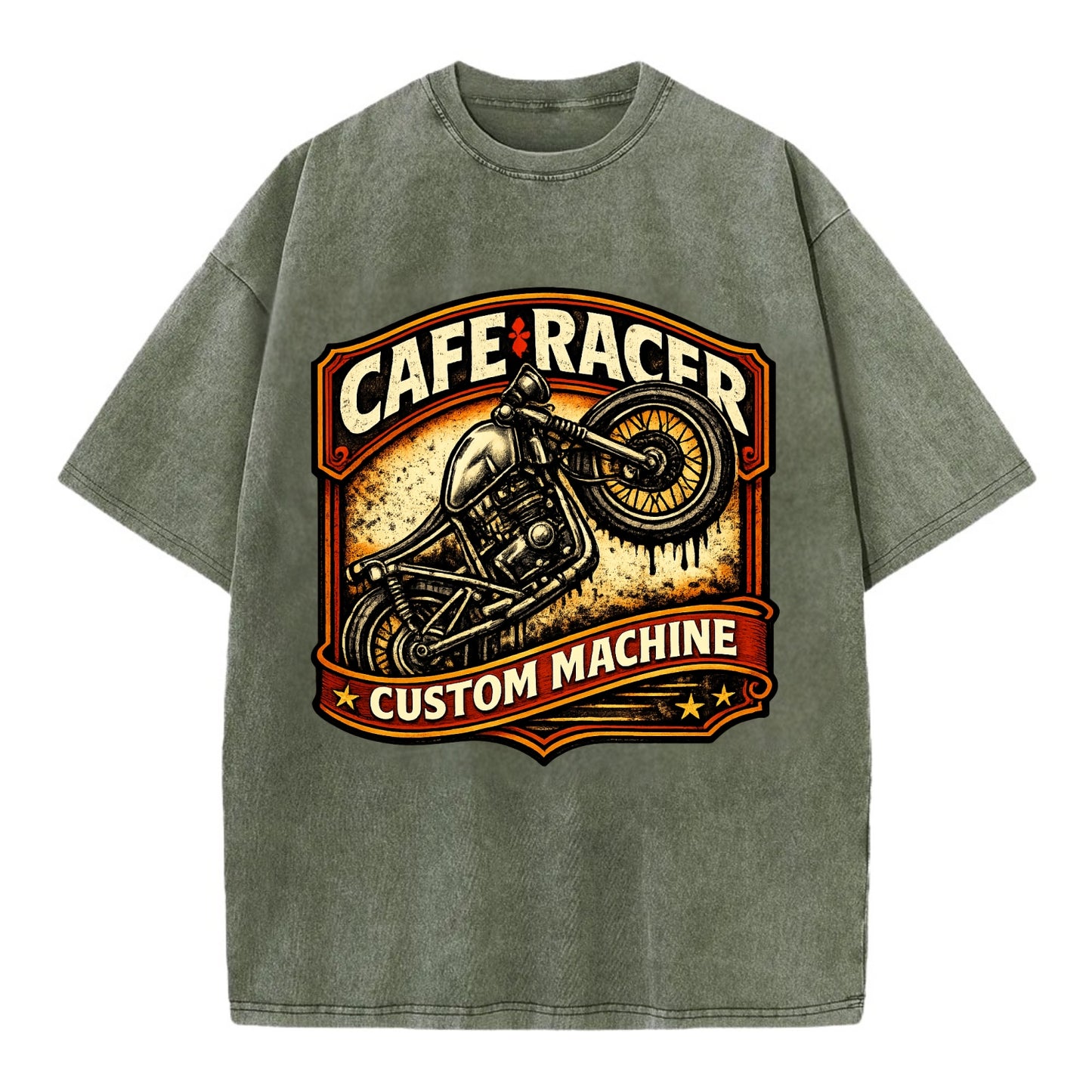 Cafe Racer - Vintage T-shirt - Army Green