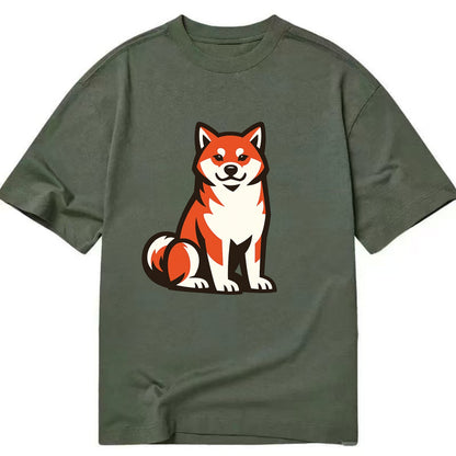 Sitting Shiba Inu Emblem - Classic T-shirt - Army Green