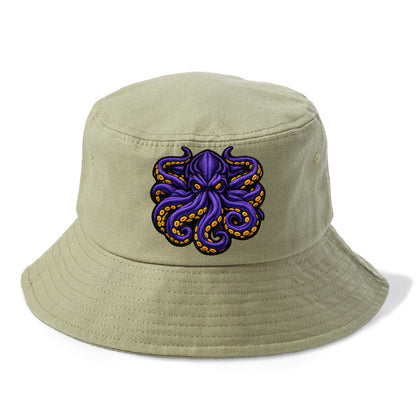 KRAKEN TENTACLES - sea monster in purple and black , deep sea - Bucket Hat - Army Green