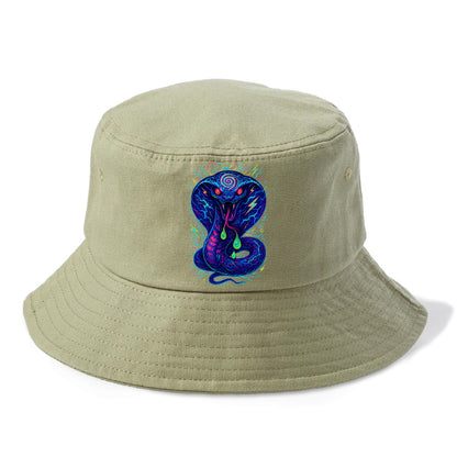 Mesmerizing cobra with hypnotic spiral patterns in the hood, scales that shimmer with - Bucket Hat - Army Green
